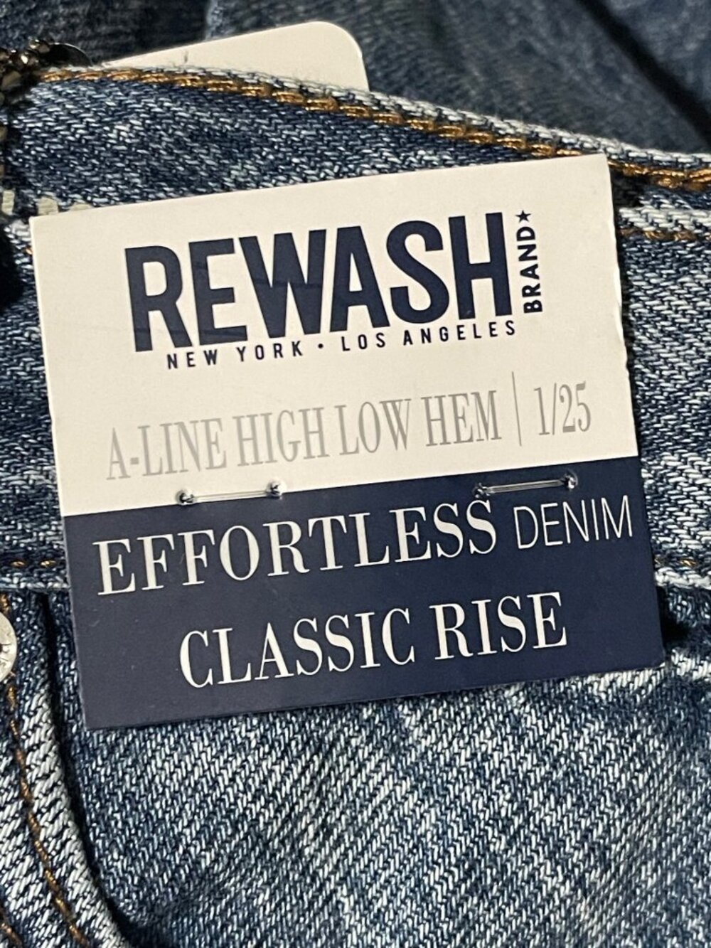 Rewash Denim Jeans Womens Size 1 JR/25 waist A-Line Classic Rise Effortless 1 JR - Picture 9 of 12